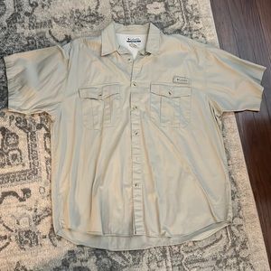 Khaki colored PFG men’s shirt